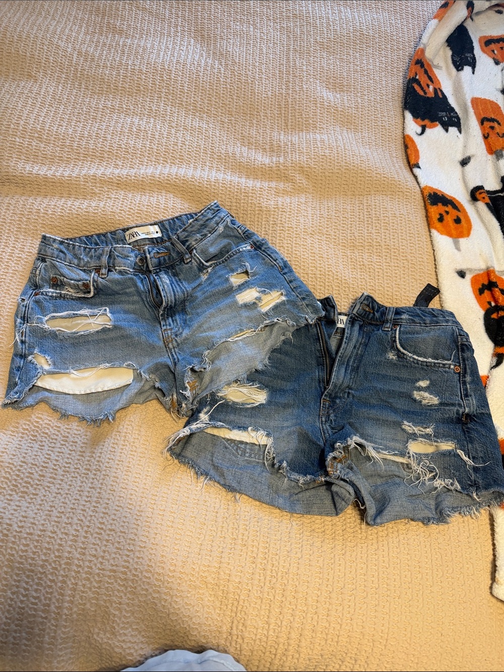Zara Distressed Light Blue Denim distressed Shorts
